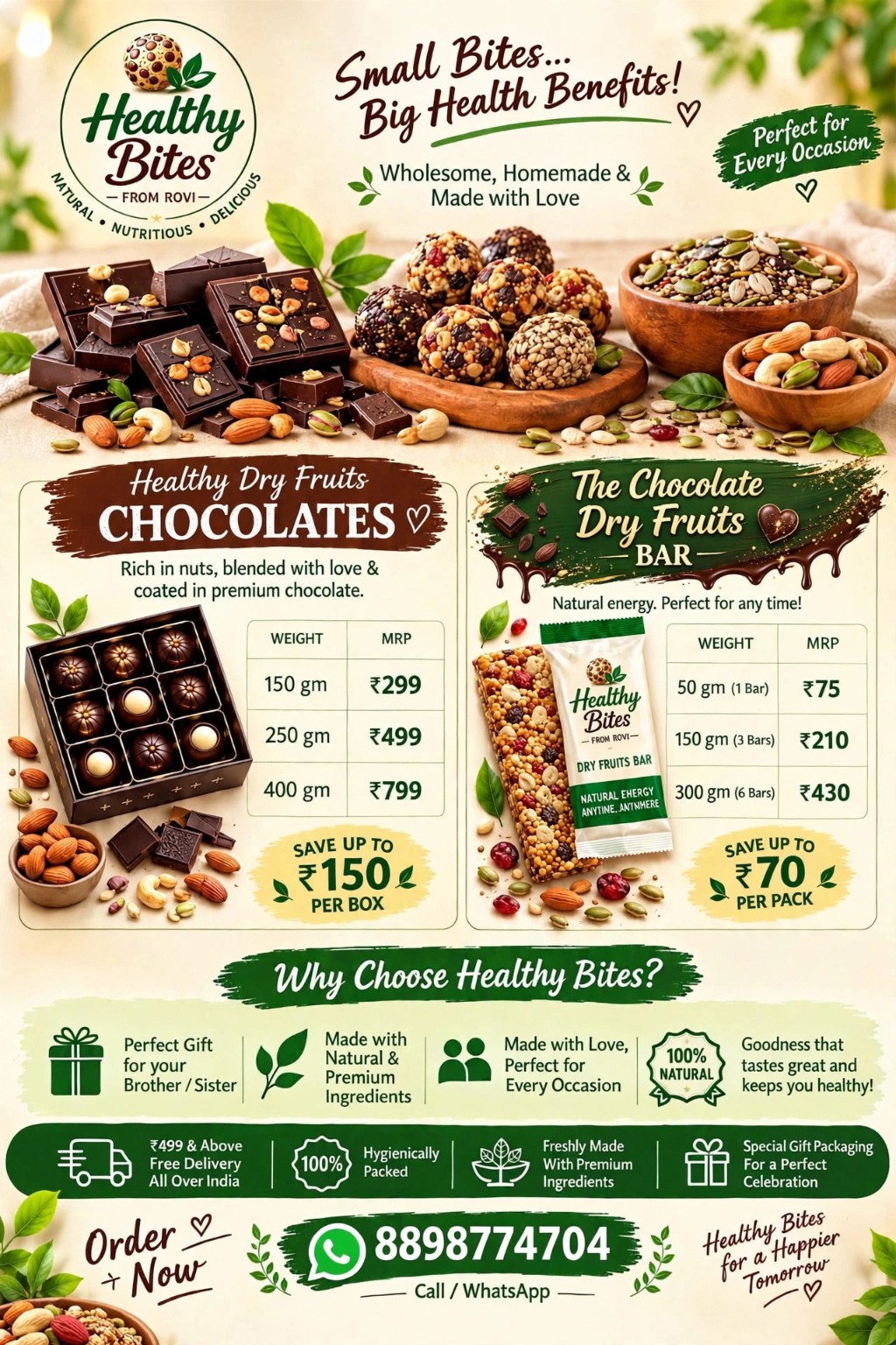 Assorted nut chocolates and dry fruit bar