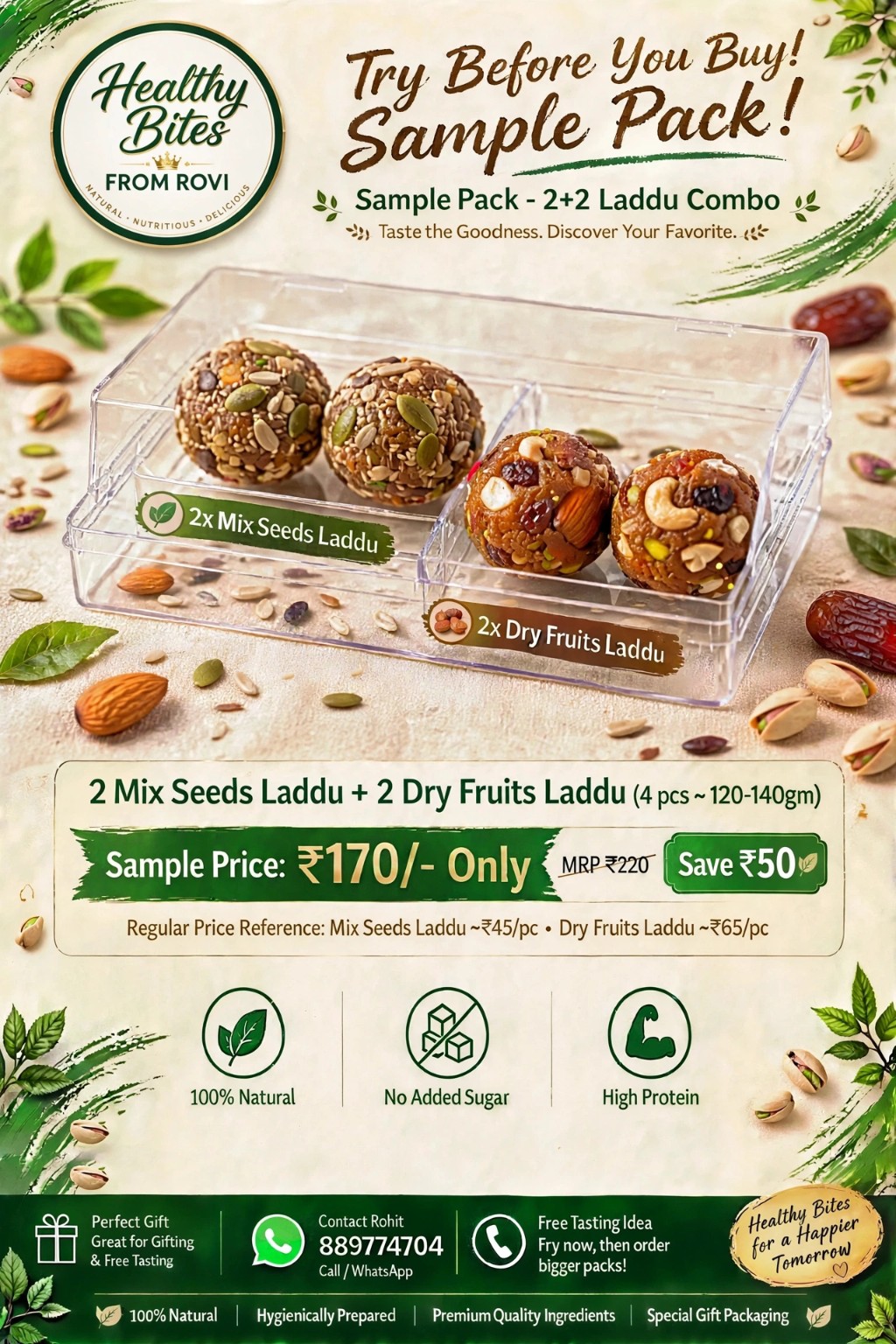 Sample pack of seed and dry-fruit laddoos